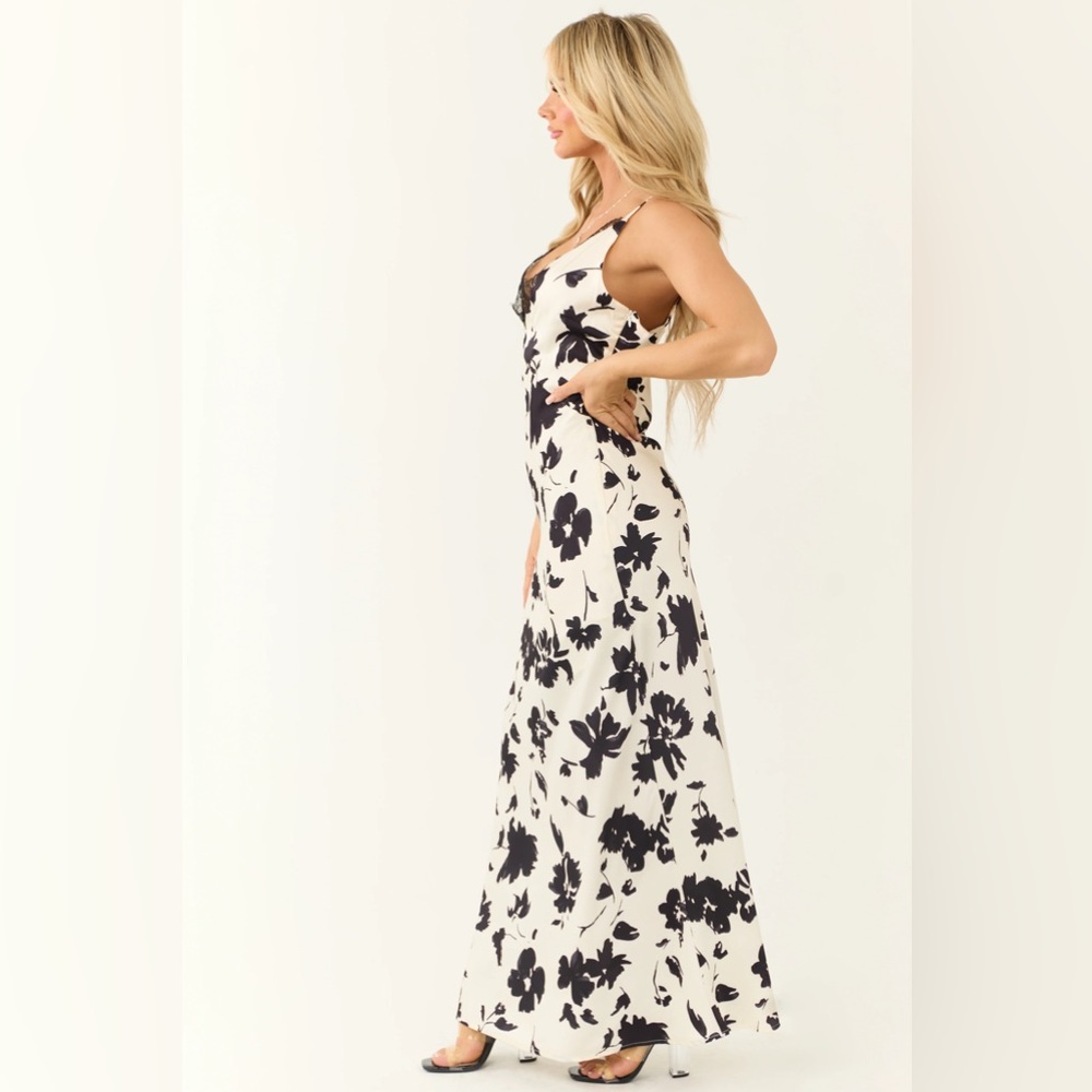 The Limited Black and White floral halter maxi dress Size S
